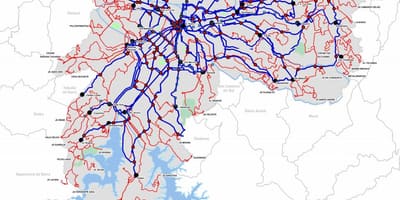 Térkép terminálok busz az Állam São Paulo